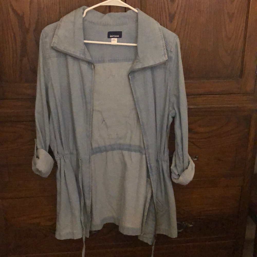 Drawstring Waist Denim Utility Jacket
